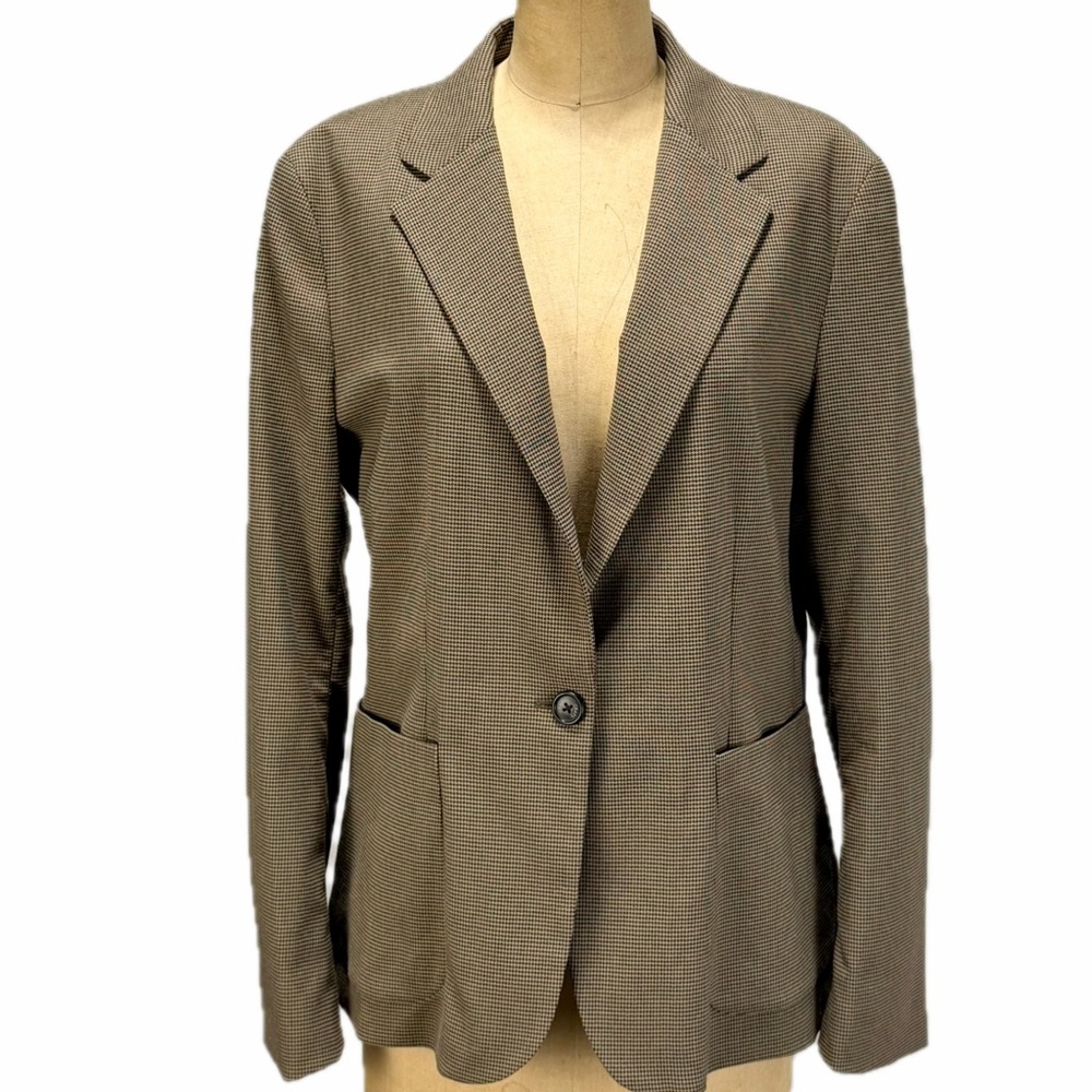 Chaps houndstooth plaid check blazer women’s suit jacket coat New brown neutral - Picture 3 of 13